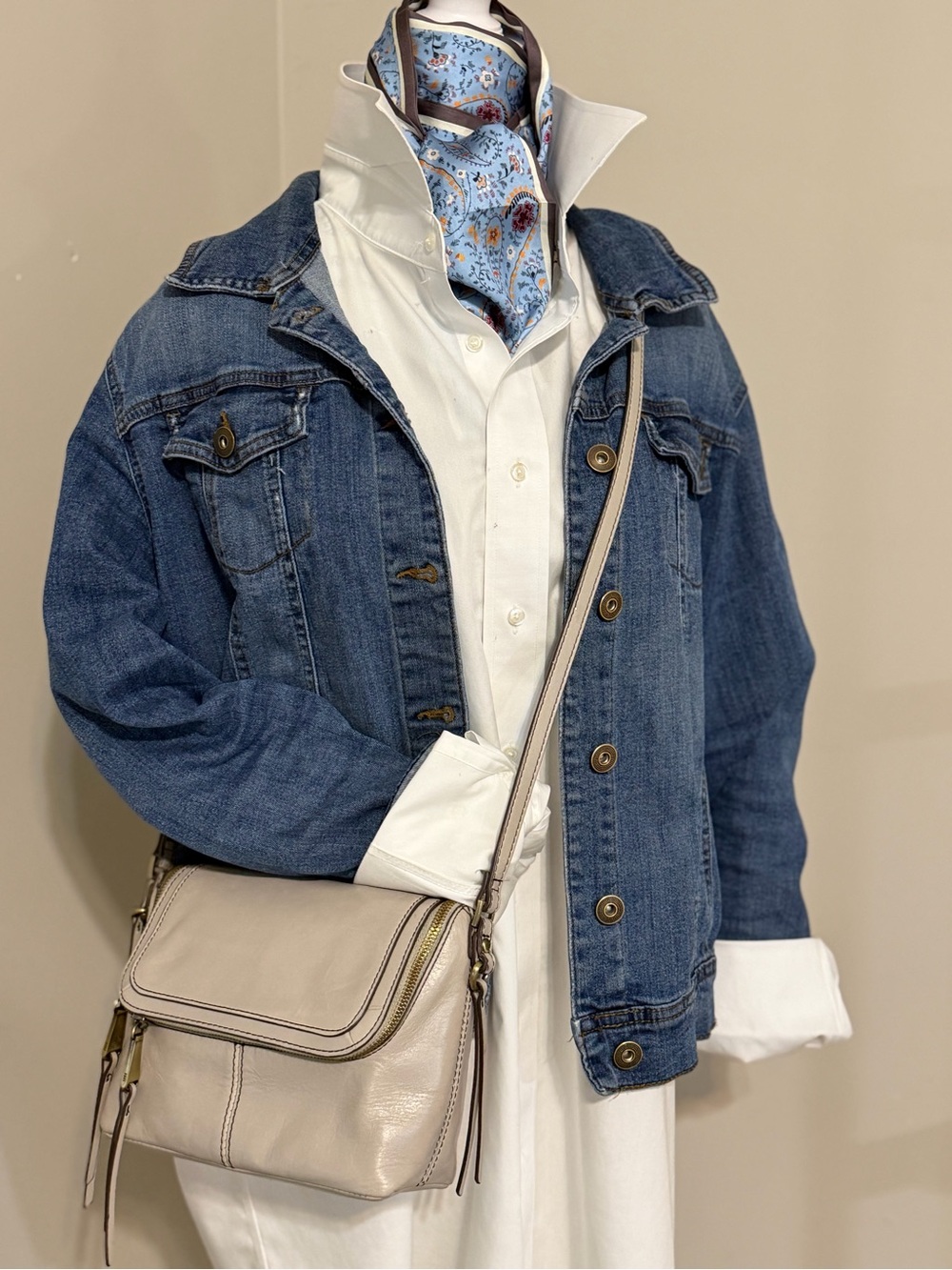 HOBO Light Gray Leather Crossbody Bag